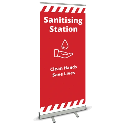 850 Roller Banner - Sanitising Station - Alert