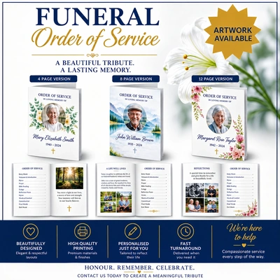  Funeral Order Of Service Booklets