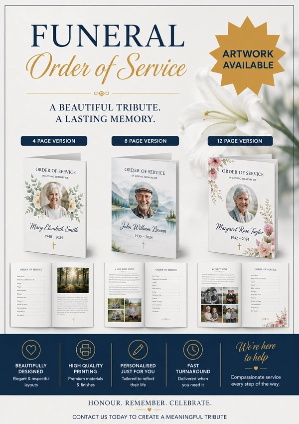 Order of Service Funeral  Booklets