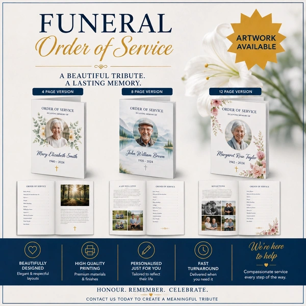 Order of Service Funeral  Booklets